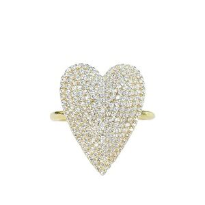 Gold Plated Heart Pavé CZ Ring - Gold Tone Women's Fashion Ring